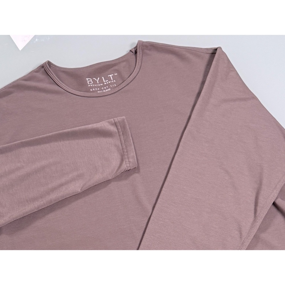 BYLT‎ Basics Drop Cut Mens L Toupe Brown Long Sleeve Stretch CorpCore